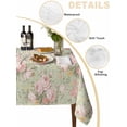 thumbnail image 2 of Pink Flowers Table Cloth, Green Country Botanical Floral Leaves Waterproof Tablecloth for Square Tables, Reusable Washable Fabric Table Cover for Restaurant Kitchen Dining Tables 54"x54", 2 of 6