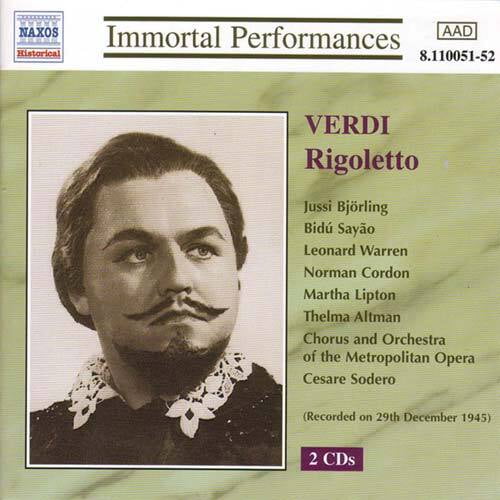 Verdi - Verdi: Rigoletto (Bjorling Sayao Warren) (1945) - Music & Performance - CD