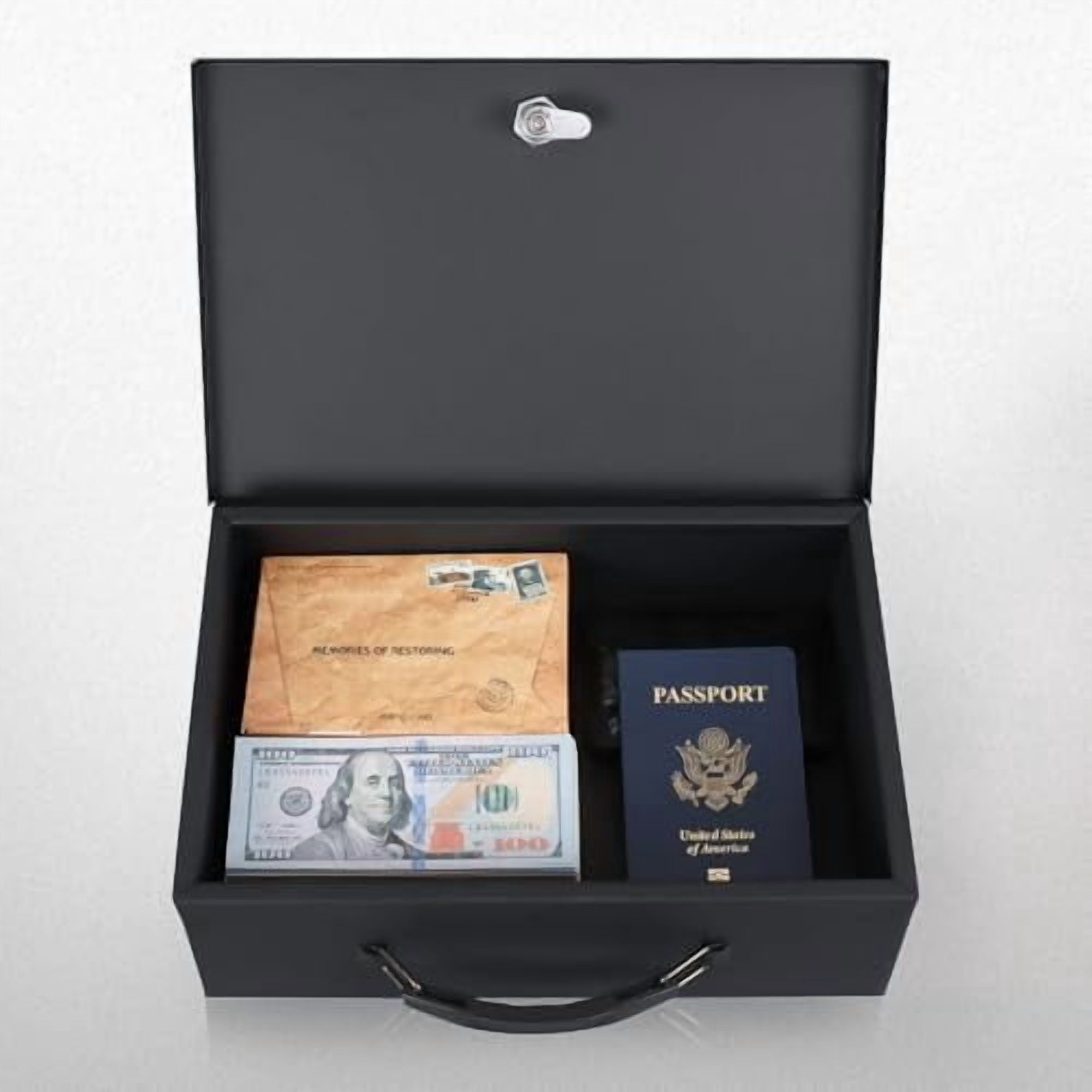 Fire Resistant Safe Fire Safe Box with Key Lock for Home Office Security Storage for Valuables Documents,12.8 x 8.5 x 4.5 Inch,Black