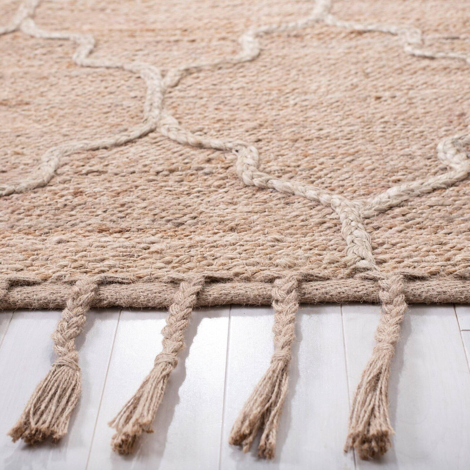 SAFAVIEH Natural Fiber Cohen Geometric Jute Area Rug, Natural, 6' x 6' Square