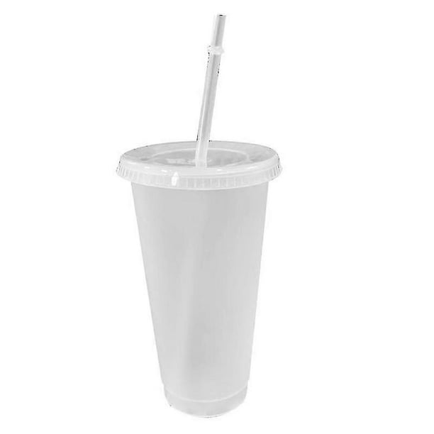 700ml Reusable Cup Plastic Tumbler With Lid Transparent Water Cup With Straw Cold Cup Straw 1pcs
