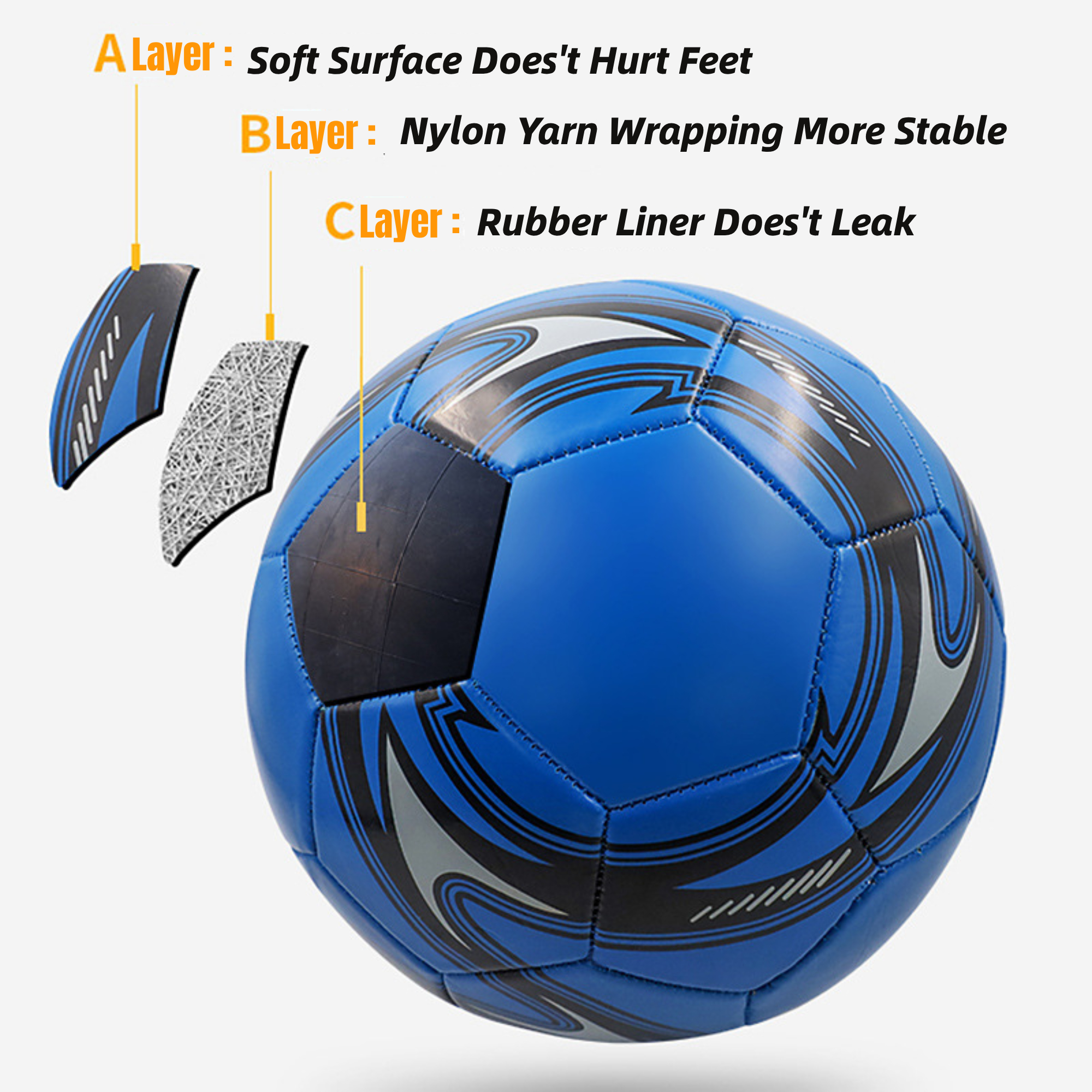 BESTEK Official Size 5 Soccer Ball, Blue photo 4