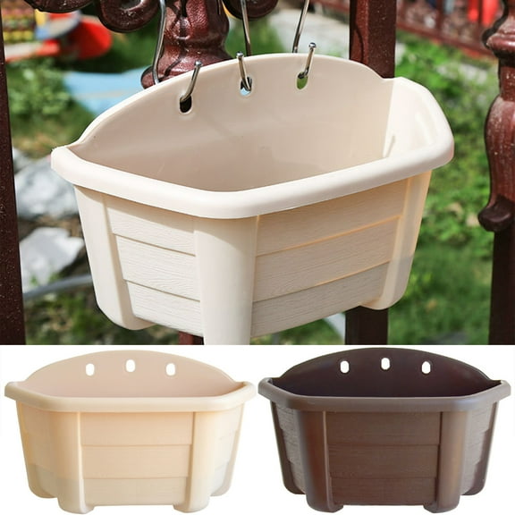 Travelwant Wall and Railing Plastic Pots, Hanging Planters with S Hooks, Indoor and Outdoor Half Round Plant Holders for Fence, Balcony or Rails