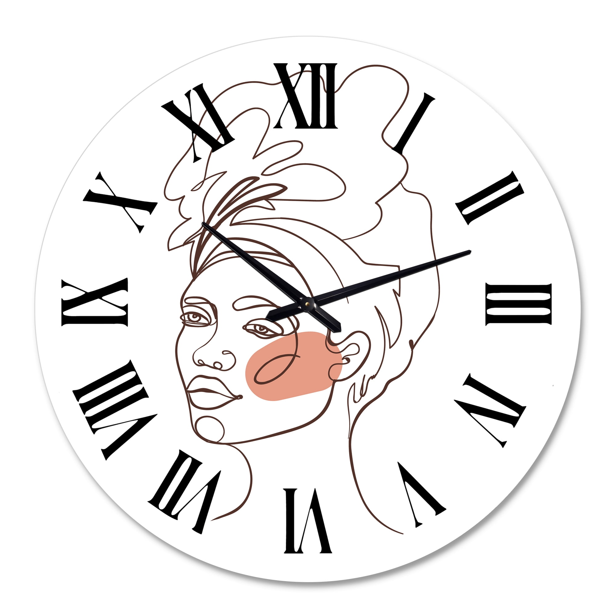 Designart 'One Line Portrait Of African American Woman Iii' Modern Wall Clock