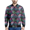 thumbnail image 3 of Chaqueta bomber con estampado de hojas tropicales en flor para hombre, sudadera de manga larga en 3D, chaqueta bomber de calle de gran tamaño con cremallera, 3 of 4