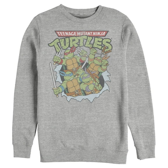 Men's Teenage Mutant Ninja Turtles Distressed Team in Action  Sweatshirt Athletic Heather Medium