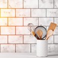 thumbnail image 4 of Lagute 5-Sheet 12" x 12" Thicker Design Stick on Backsplash Tiles, Peel and Stick Wall Tiles, Marble White Subway Tile with Grey Grout for Kitchen and Bathroom 5 Piece Marble White Subway, 4 of 6