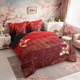 thumbnail image 2 of Manfei Traditional Koi Bedding Comforter Set for Girls, Gold Wave King Bedding Sets, Red Gold Orange, Black Reversible7 Pieces, 2 of 6