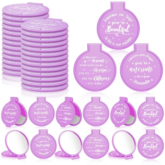 Espejos compactos Wenqik Inspirational, 64 unidades, para mujer, color morado