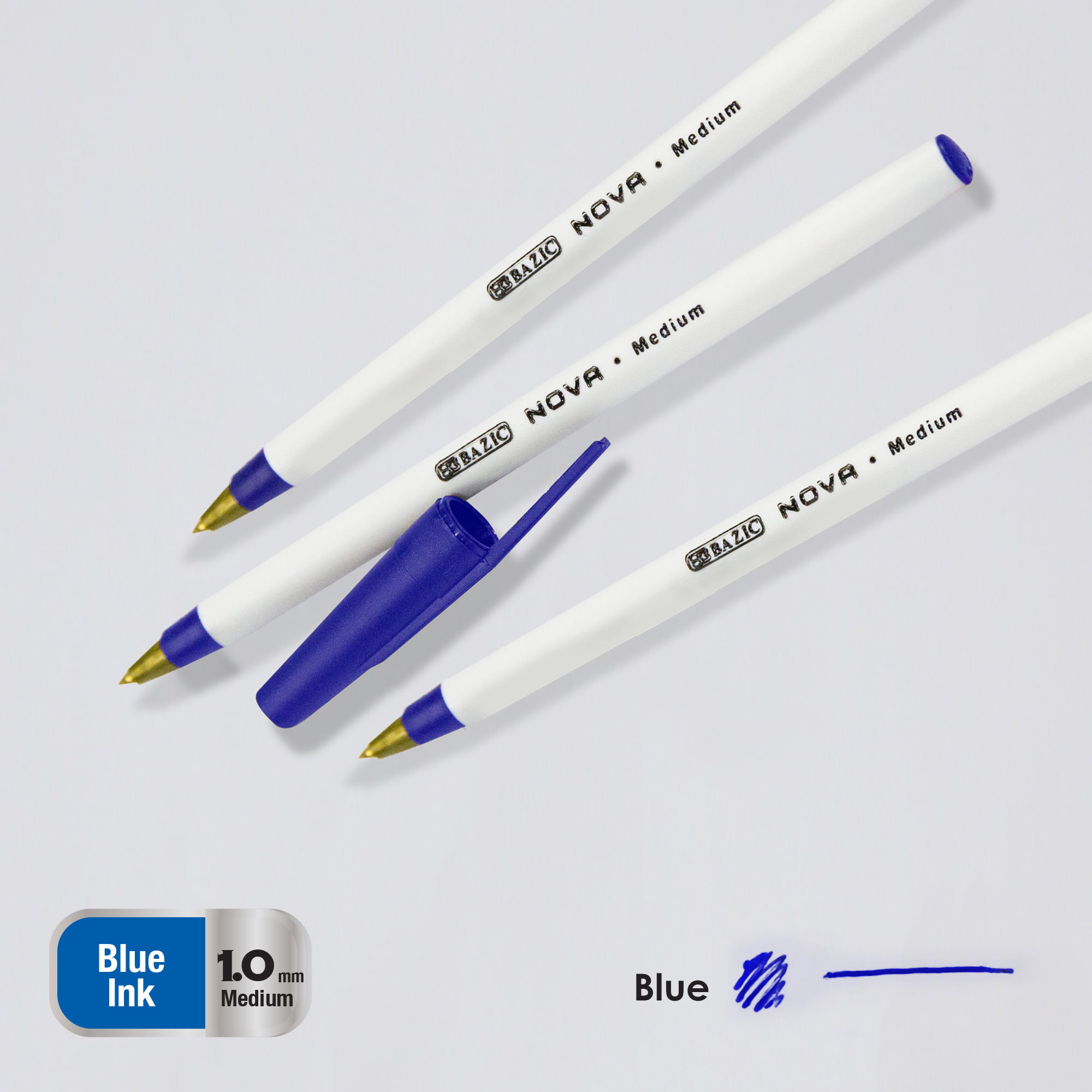 12 Pilot Bazic Stick BLUE Ink Ball 1.0 MM Rollerball Pens Pen Free Shipping 