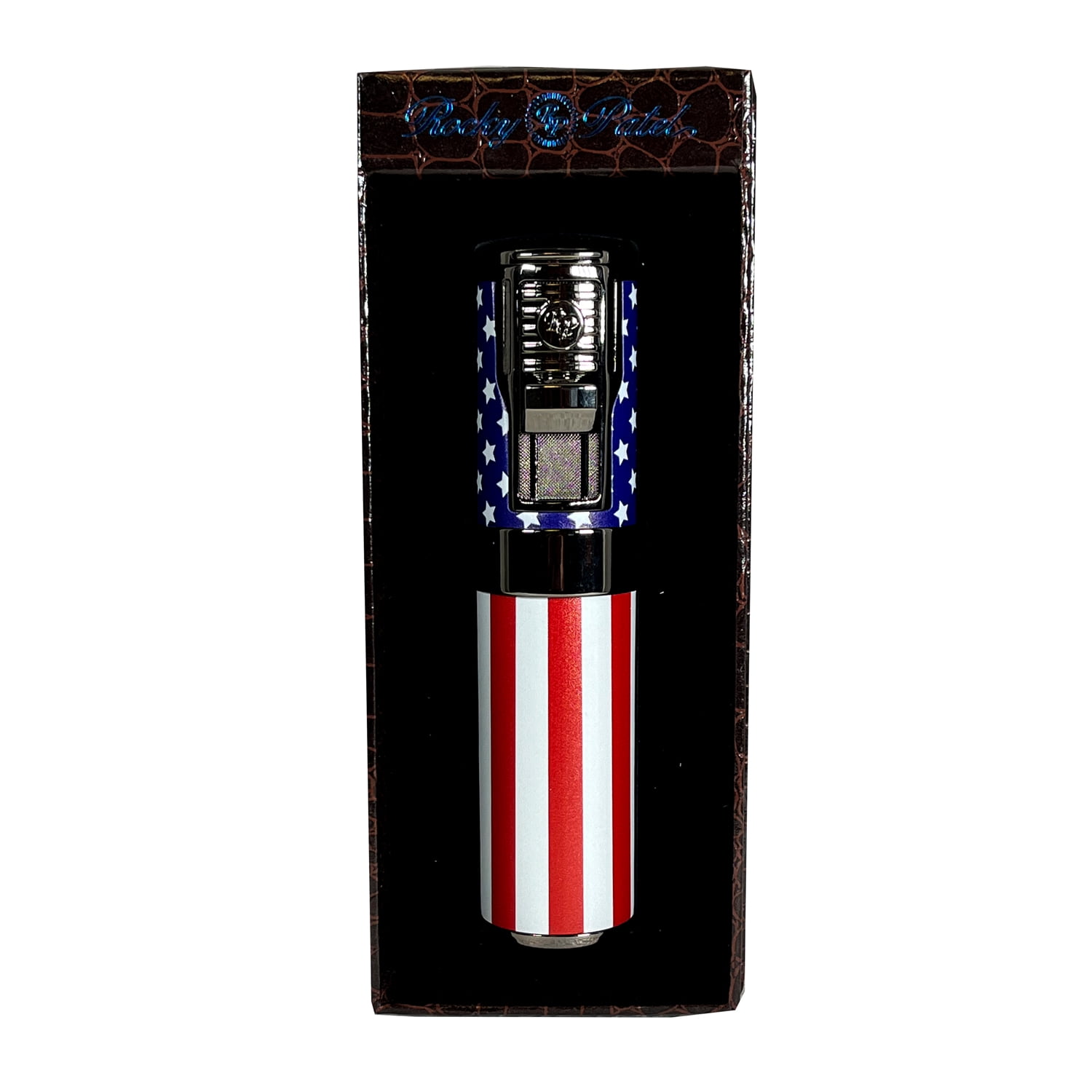 Rocky Patel Cigar Lighter Diplomat 5 Torch Lighters with Punch - American Flag - Gunmetal