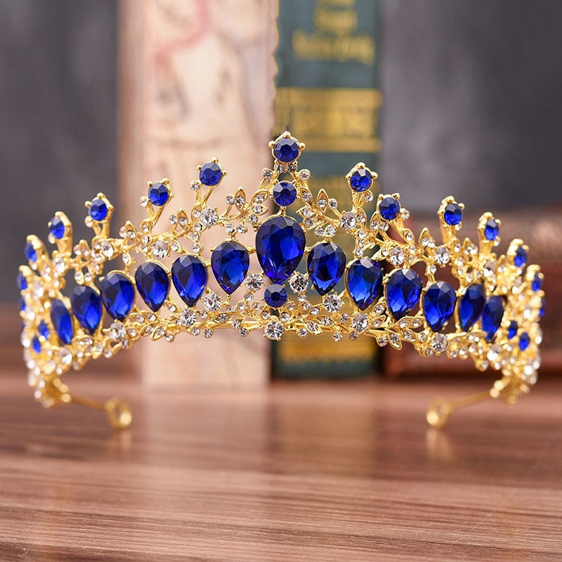 Blue Rhinestones Tiaras Crowns Crystal Hair Jewelry Wedding Bridal Pageant Prom 