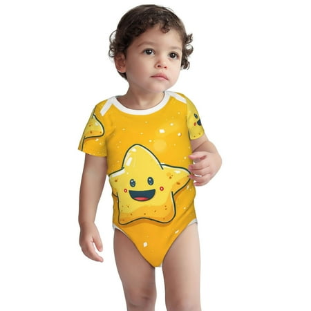 

Kdxio Happy Cartoon Star Pattern Unisex Baby Cotton Short Sleeve Bodysuits-2 Years