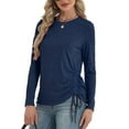 thumbnail image 4 of JGGSPWM Womens Long Sleeve Shirts Solid Color Crewneck Blouse Tops Loose Fit Stretch Casual Workout Basic Fall T-Shirts Blue L, 4 of 8
