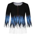 thumbnail image 4 of Tops de Mujer Elegantes Blusas Informales Camisas Trompeta Manga 3/4 Estampado Abotonado Básico Fruncido Corsé Túnica Plisada Odeerbi ODB170993, 4 of 5