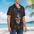 thumbnail image 6 of French Bulldog Dog With Vintage American Flag Men's 3d Print Casual Button Down Shirts, Novelty Hawaiian Short Sleeves S, 6 of 8