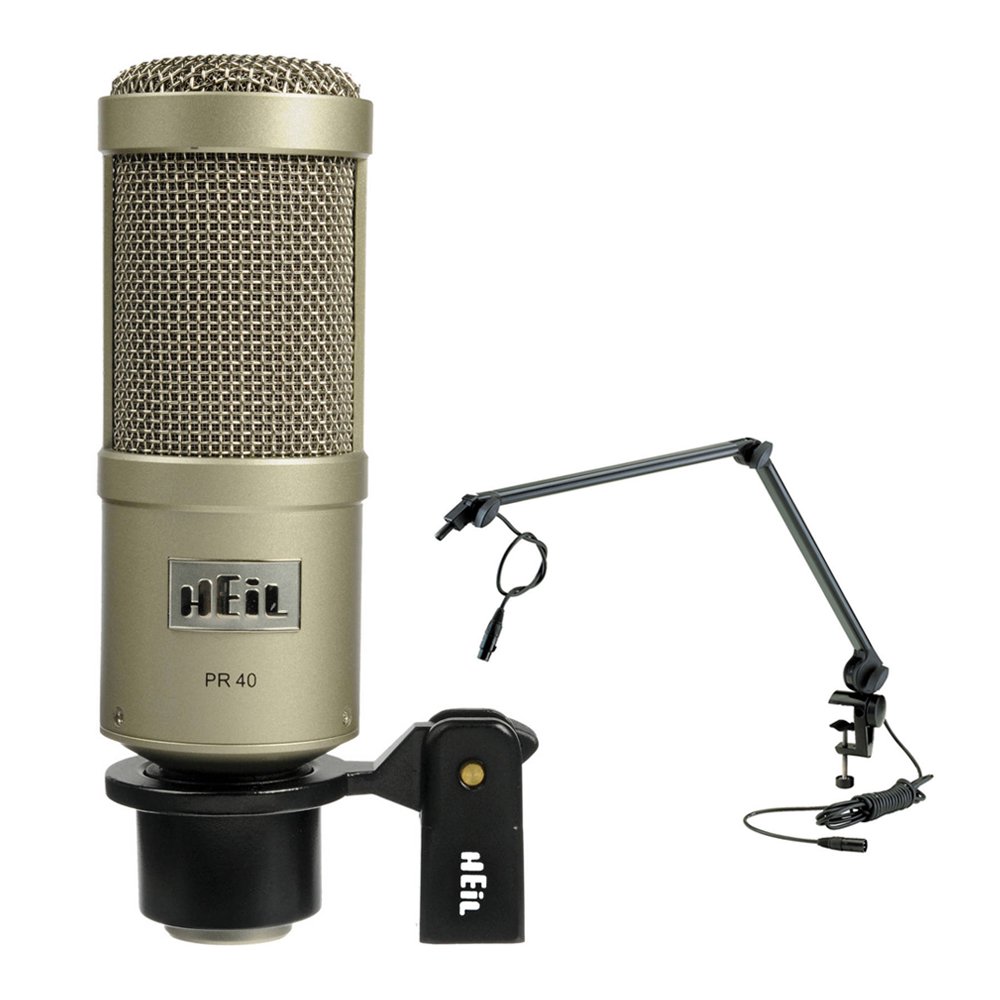 Heil Sound PR 40 Dynamic Cardioid Studio Microphone (Champagne) with K&M 23860 Microphone Desk