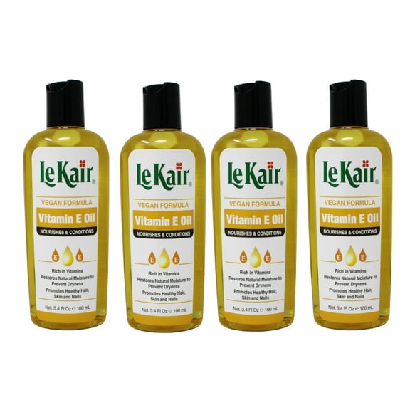 4 Pack of LeKair Vitamin E Oil Hair & Body Oil - Vegan Formula 3.4 Ounce