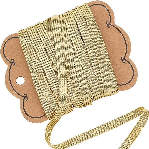 20 Yards 1/4 Inch Flat Gold Elastic Band Golden Glitter Metallic Elastic Cords Strip Strap Elasticity Knit String Ribbon for Sewing Crafts Skirt Waistband Dress Making Clothing Gold