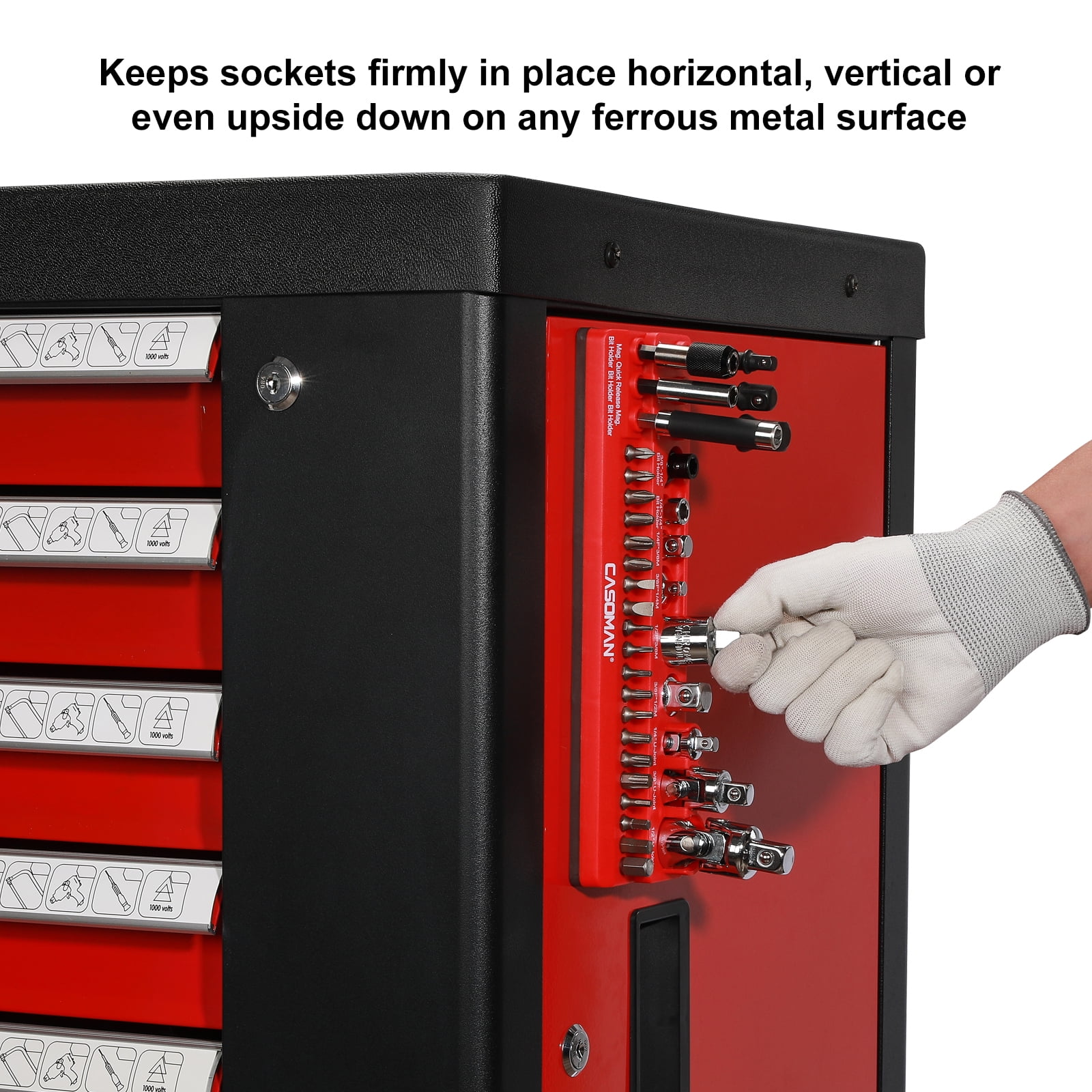 35-Piece Magnetic Socket Accessory Holder, Magnetic Tool Organizer Tray, Holds Bits, Adapters, Universal Joints,Bit Holders, and Bits