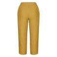 thumbnail image 4 of WIZUTIZ Womens Casual Pants Thin Leisure Loose Wide Leg Summer Pants Spandex Elastic High Waist Full Length Pants Solid Asymmetrical Cropped Beach Pants for Lady Workout Travel Yellow, 4 of 4