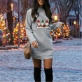thumbnail image 2 of Women's Christmas Sweatshirt Dress Long Sleeve Santa Printed Crewneck Mini Skirt for Holiday Gray XL, 2 of 8