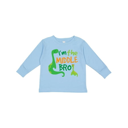 

Inktastic Middle Brother Boy Dinosaur Announcement Gift Toddler Boy Girl Long Sleeve T-Shirt