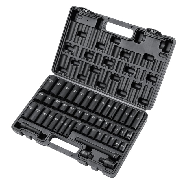 Juego de enchufes VEVOR 3/8 Drive Impact de 48 piezas SAE (8-19 mm) y métricos (8-22 mm)