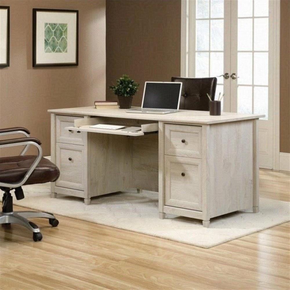 Scranton & Co Engineered Wood 4-Drawers Executive Desk in Chalked Chestnut