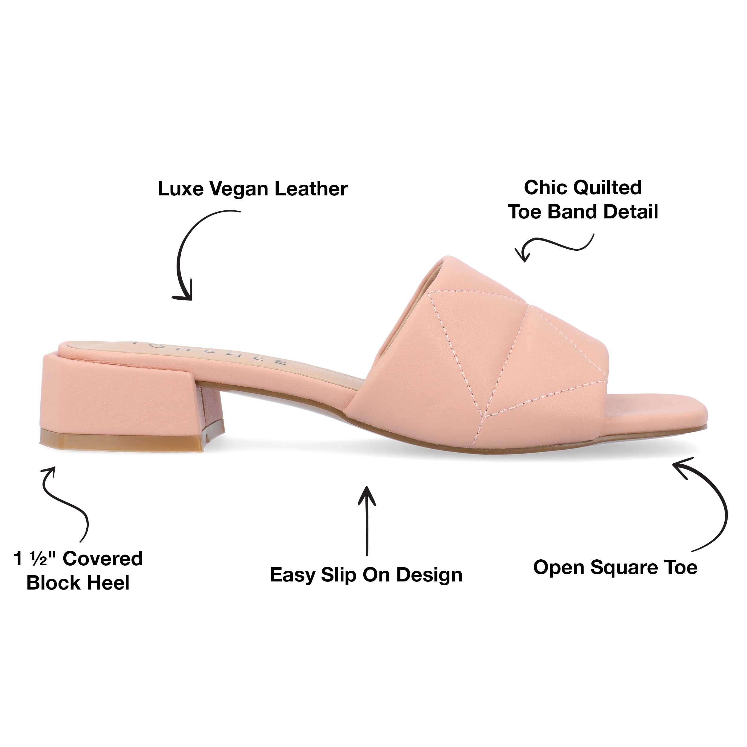 Journee Womens Elidia Slip On Block Flat Sandals