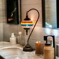 thumbnail image 3 of SILVERFEVER Mosaic Turkish Lamp Moroccan Glass Swan Neck Lantern for Table Desk Bedside Bronze Base Bundle with E12 Light Bulb Rainbow Colors, 3 of 11