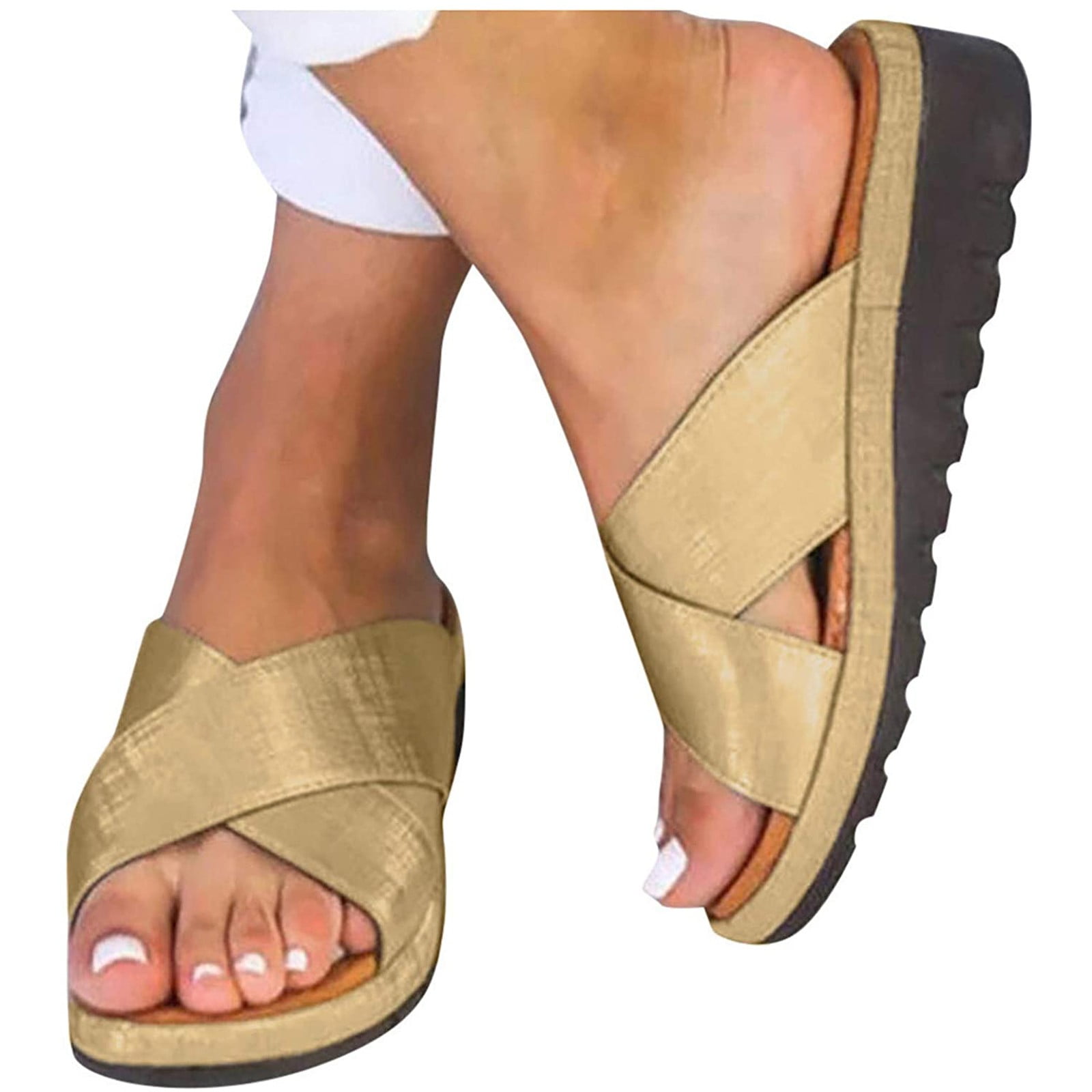 Sandals for Women Wide Width,Womens 2020 Comfy Platform Sandal Shoes Summer Beach Travel Fashion Slipper Flip Flops 