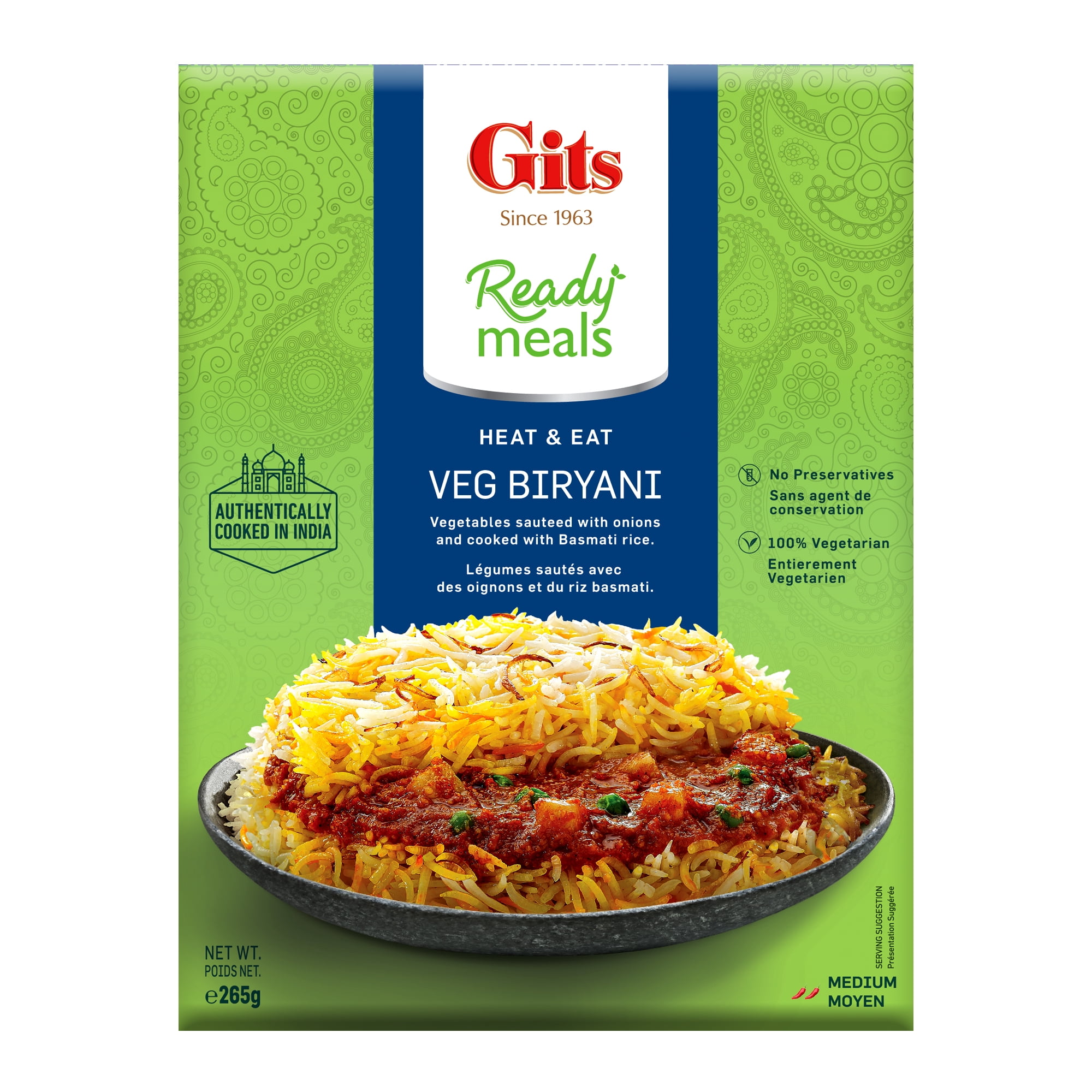 Biryani aux légumes Gits à réchauffer, 265 g