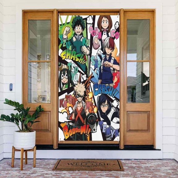 Door Cover Decorations My Hero Academia Door Banner Porch Sign Banner For Indoor Outdoor Wall Home Party Supplies 72.8 x 35.4 Inch