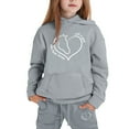 thumbnail image 4 of Big Girls Outfits Set Kids Hoodie Pants Combo Casual Letter Print Pullover Jogger Two Piece Outfit Clothes Grey Size 12-13T, 4 of 4