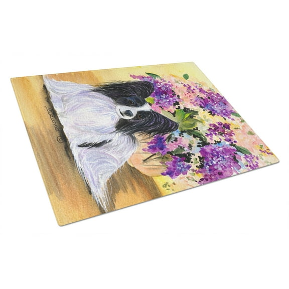 Caroline's Treasures SS8288LCB Papillon Glass Cutting Board Large, 12H x 16W, multicolor
