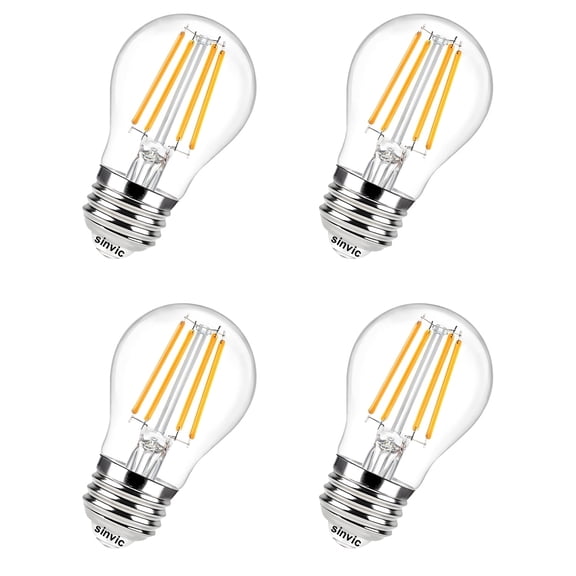 Sinvic 4 Pcs A15 LED Ceiling Fan Light Bulb, 6W(60W Equivalent) 120V, E26 Base, Dimmable, 600LM 2700K Warm White