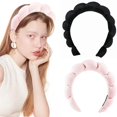 thumbnail image 4 of Diadema para mujer, paquete de 2, maquillaje, lavado de cara, toalla suave, máscara facial, lindo paquete para cabello y ducha, banda de lazo, diademas de microfibra, tela de rizo elástica, envoltura, 4 of 5