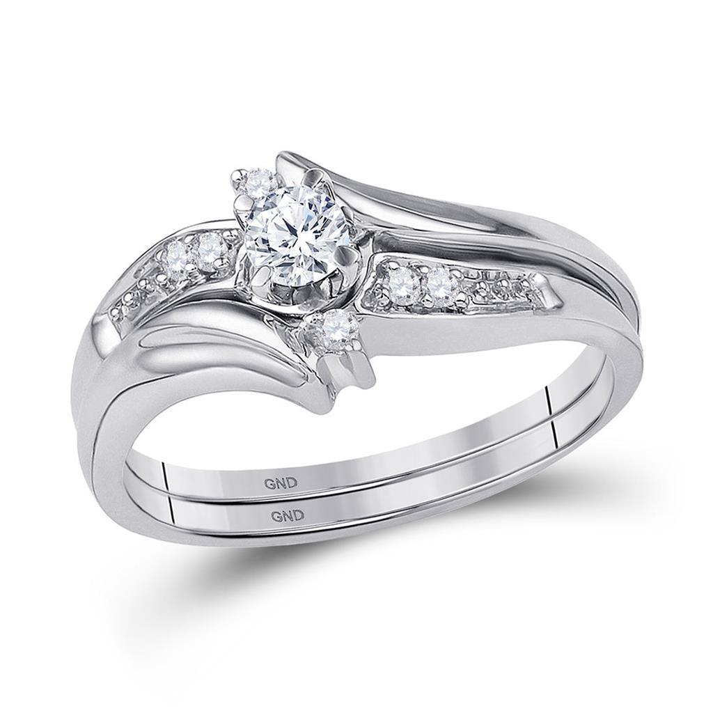 10k White Gold Round Diamond Bridal 