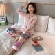 thumbnail image 4 of Pijamas de fiesta para mujer, ropa de dormir de seda de manga larga, suelta, con estampado navideño, pantalones largos elásticos, novedad de Primavera de 2021, 4 of 4