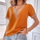 thumbnail image 4 of Tops de Mujer Elegantes Blusas Casuales Camisas de Encaje de Manga Corta Con Cuello en V Sólido Suelto Odeerbi  ODB165131, 4 of 6