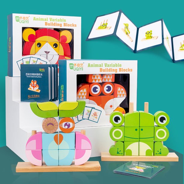 Gwong Juguete Búho de dibujos animados Animal de madera Bloques de construcción de apilamiento Juego de juegos educativos para niños Gwong 30004350