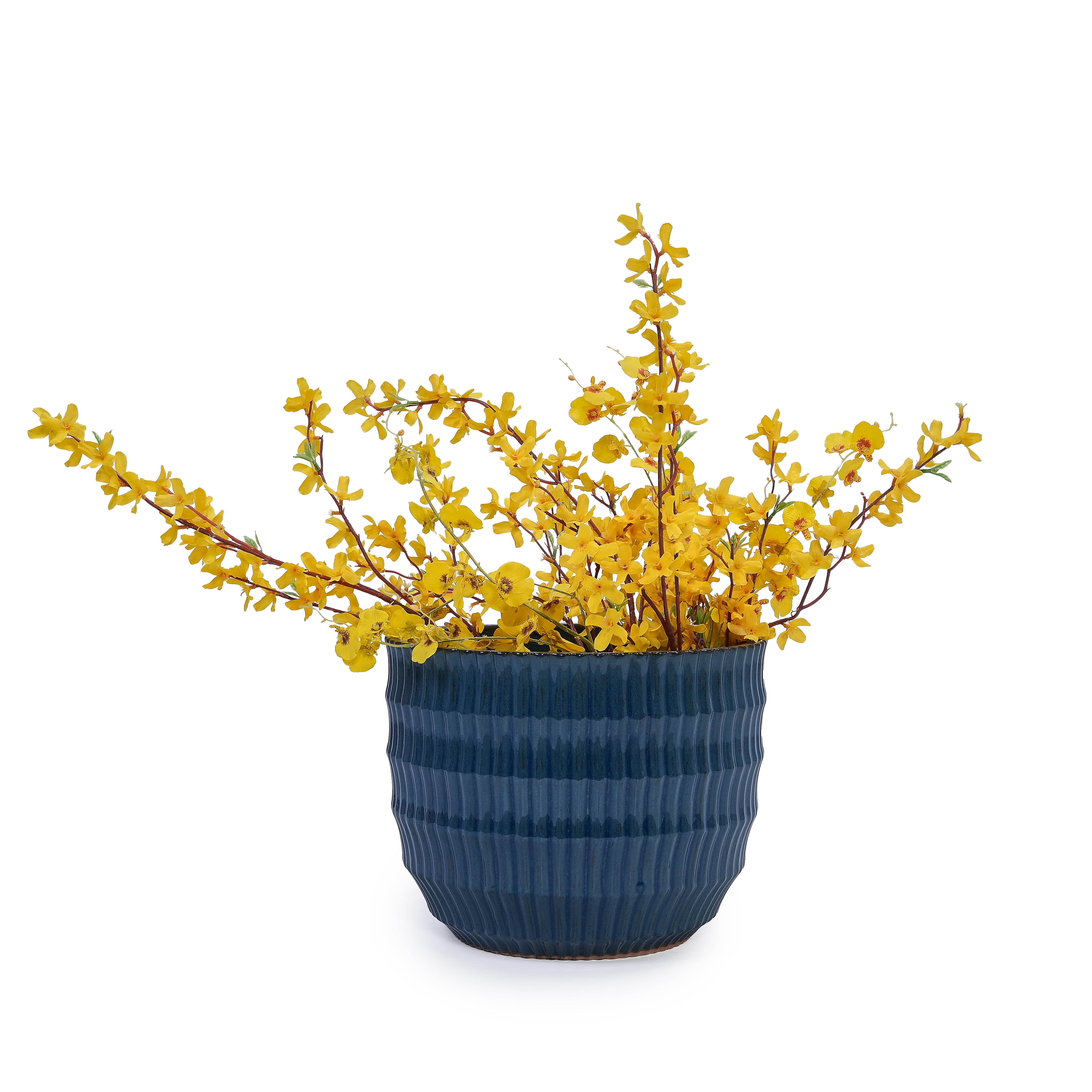 MAYEERTY 4 Pack Ceramic Plant Pots, Planter for Indoor Outdoor Patio, Garden, Blue