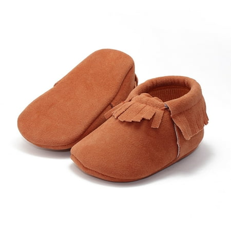 

Infant Boy Soft Shoes Solid Color Flat Tassel Walking Shoes for Baby Girls
