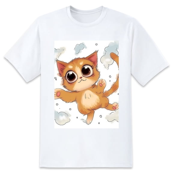 Basic Oversize Tees For WomenCat Loose Boyfriend Shirts Casual Blouse round neck