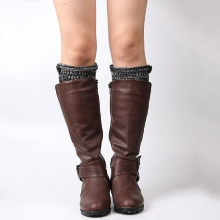 

Rovga Women Leg Cover Knitted Plush Trim Button Crochet Socks Stocking Retro Button Socks Comfortable Socks