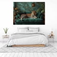 thumbnail image 6 of Mudket Leopard on Green Velvet Sofa Tropical Jungle Canvas Wall Art, Vintage Luxury Trendy Wall Art Print for Living Room Apartment Home Decor, Framed Ready to Hang - 12"L x 8"W, 6 of 9