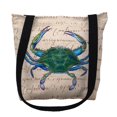 thumbnail image 2 of Betsydrake TY005BG 18 x 18 in. Male Blue Crab Beige Script Tote Bag - Large, 2 of 2