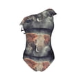 thumbnail image 5 of Wukai Elephant in Smoke Chic One Shoulder Swimwear with Ruffle Design and Tummy Control Skirt: Fashionable, Supportive, Comfortable for Beach-Small, 5 of 7