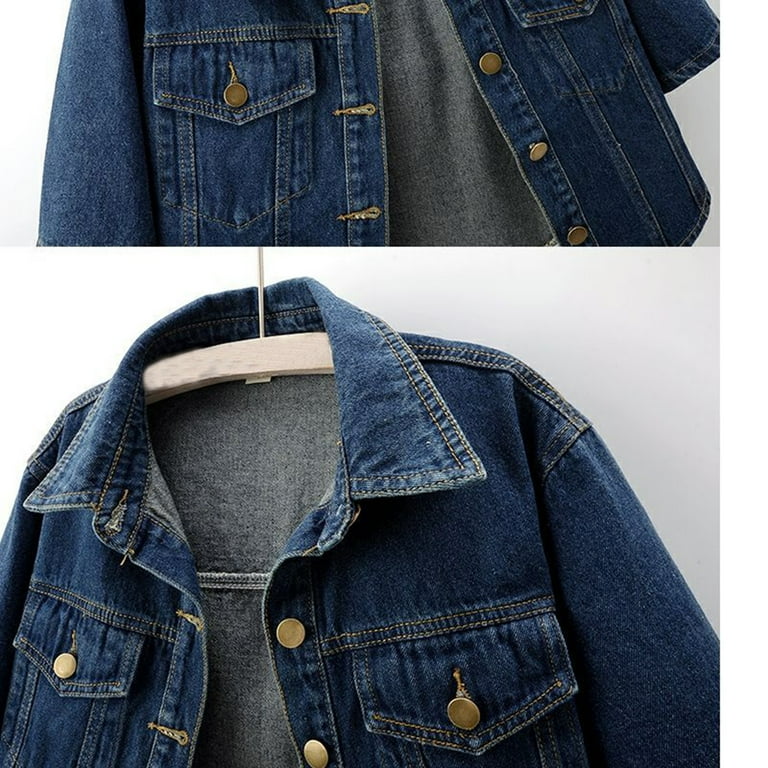 APEXFWDT Women's Short Sleeve Cropped Denim Jacket Washed APEXFWDT Women's Short Sleeve Cropped Denim Jacket Washed